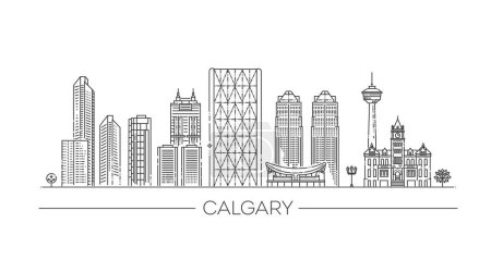 Téléchargez les illustrations : Paysage urbain de Calgary avec des monuments - en licence libre de droit