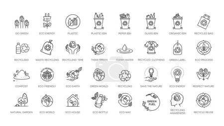 Ilustración de Thin line icons set. Flat icon collection set. Vector collection - Imagen libre de derechos