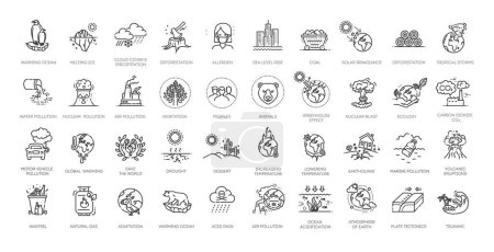 Illustration for Ecology. Climate change. Vector icons - Royalty Free Image