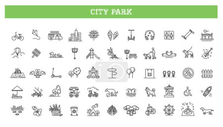 Ilustración de Parque de la ciudad Paquete de iconos. Iconos estilo punto lineal. Ilustración vectorial - Imagen libre de derechos