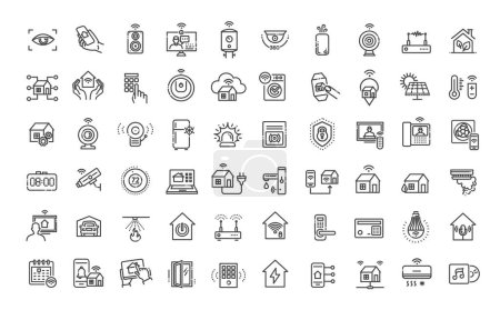 Ilustración de Conjunto de iconos domóticos. Iconos de estilo lineal delgado Pack. Ilustración vectorial - Imagen libre de derechos
