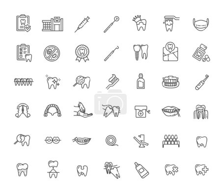 Photo for Set of line dentistry icons. Dental flat vector elements - Royalty Free Image