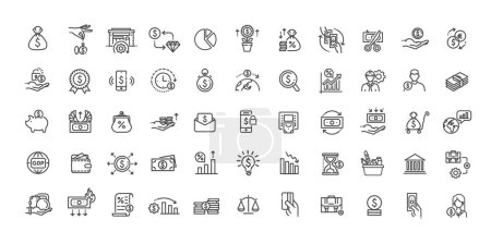 Photo for Macro economy Icons. Vector outline symbols - Royalty Free Image
