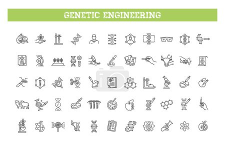 Téléchargez les illustrations : Aperçu des icônes vectorielles du génie génétique - en licence libre de droit