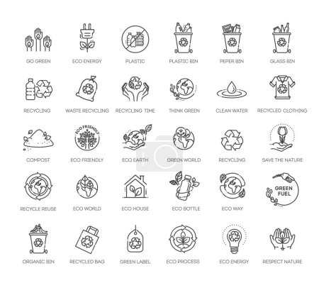 Illustration for Ecological Succession Icons Pack. Thin line icons set. Flat icon collection set. Simple vector icons - Royalty Free Image