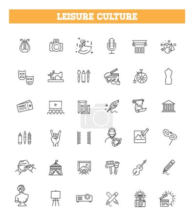 Illustration for Flat Arts Icons set. Vector linear icons - Royalty Free Image