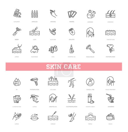 Illustration for Set of skin care icons. Beauty symbols - Royalty Free Image