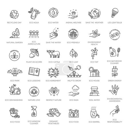 Ilustración de Conjunto de iconos de línea delgada. Conjunto de colección icono plano - Imagen libre de derechos