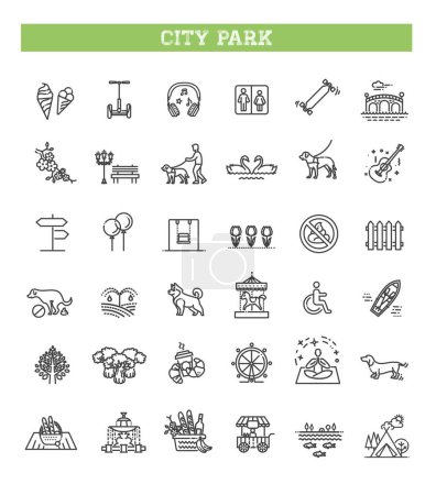 Illustration for City park Icons bundle. Linear dot style Icons. Vector illustration - Royalty Free Image