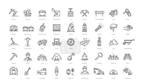 Illustration for Set of mining icons. Vector illustration - Royalty Free Image