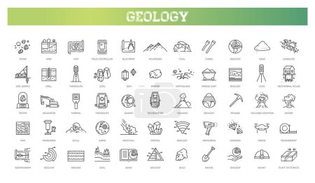 Illustration for Geodetic survey engineering vector flat line icons - Royalty Free Image