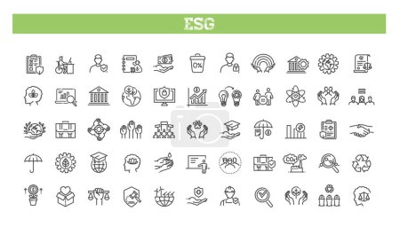 Ecology, environment, social, governance icons. Outline icon collection