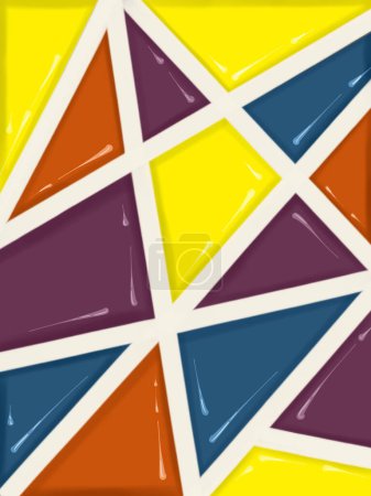 Effective drawing. The background is bright abstract geometric, cut triangles. Glad. For a screensaver on a phone, tablet, for paper.