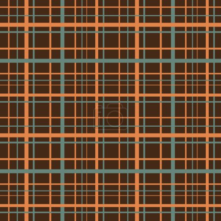 Photo for Cool checkered pattern on brown background, stripes, checkered seamless texture, picnic tablecloth, bed linen, green and orange check. - Royalty Free Image
