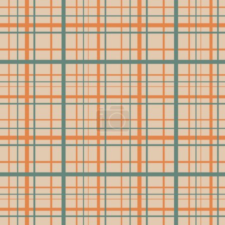 Photo for Cool beige checkered pattern. stripes, girly plaid seamless texture, picnic tablecloth, green and orange check. - Royalty Free Image