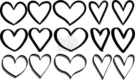 Téléchargez les photos : Ensemble de cœurs noirs et blancs de différentes formes pour superposition. Utilisation dans les bannières, patrons, mises en page, cartes postales, dépliants. - en image libre de droit