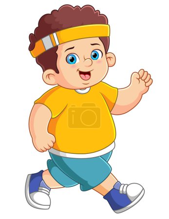 Illustration for A fat boy running so fast of illustration - Royalty Free Image
