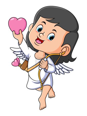 Téléchargez les illustrations : The cupid girl is giving the love and spread the happiness of illustration - en licence libre de droit