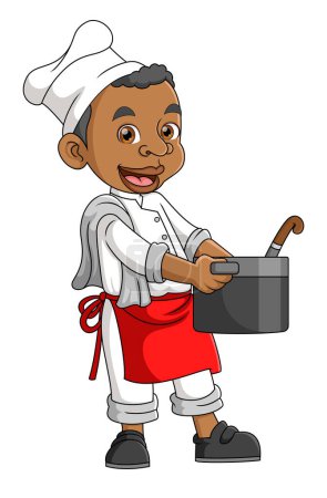 Foto de A African man works as a professional chef of illustration - Imagen libre de derechos