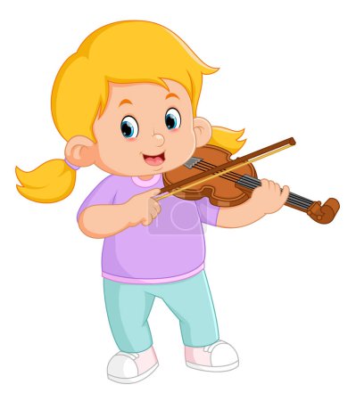 Téléchargez les illustrations : Une jolie fille jouant du violon d'illustration - en licence libre de droit