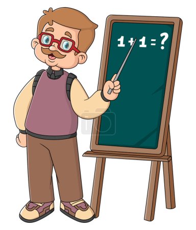 Téléchargez les illustrations : Un grand-père qui travaille comme professeur professionnel enseigne l'arithmétique de l'illustration - en licence libre de droit