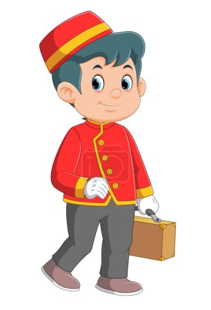Illustration for Bellboy Hotel Porter Profession cartoon character of illustration - Royalty Free Image