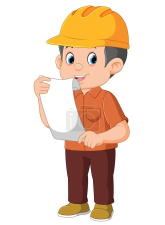 Illustration for Cartoon Construction worker repairman cartoon character of illustration - Royalty Free Image