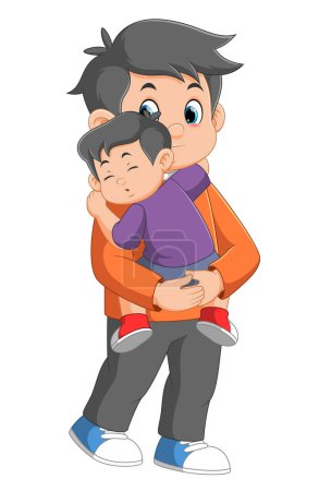 Ilustración de Papá llevando a su hijo a dormir de ilustración - Imagen libre de derechos