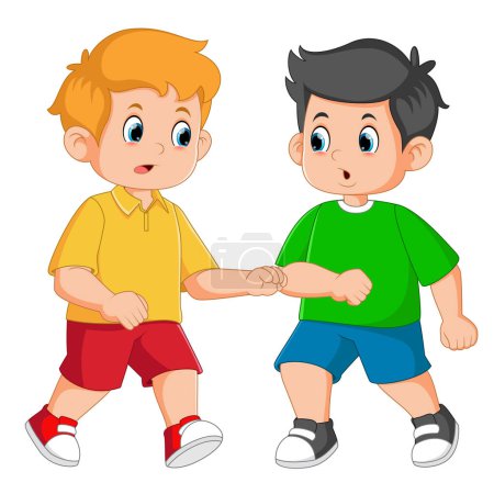 Téléchargez les illustrations : Deux garçons se battant l'un contre l'autre d'illustration - en licence libre de droit