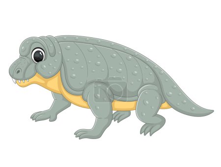 Ilustración de Dibujos animados dinosaurio anteosaurio sobre fondo blanco de la ilustración - Imagen libre de derechos