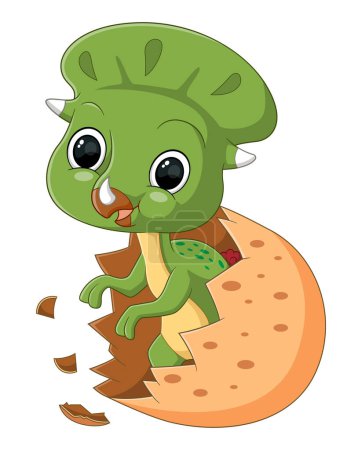 Ilustración de Dibujos animados bebé aquilops dinosaurio eclosión de huevo de ilustración - Imagen libre de derechos
