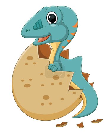 Ilustración de Dibujos animados bebé concavenator dinosaurio eclosión de huevo de ilustración - Imagen libre de derechos