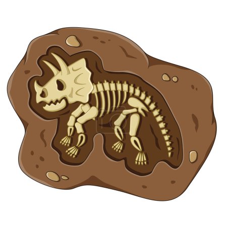 Téléchargez les illustrations : Squelette de dinosaure fossile dans la boue brune de l'illustration - en licence libre de droit