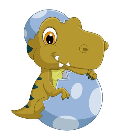 Ilustración de Dibujos animados bebé tiranosaurio eclosión de huevo de ilustración - Imagen libre de derechos