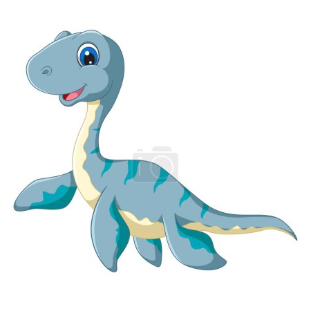 Illustration for Cartoon plesiosaurus on white background of illustration - Royalty Free Image