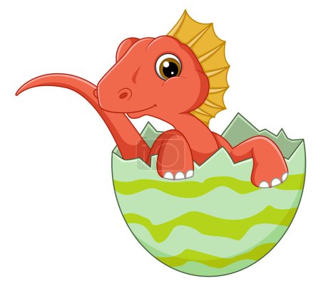 Illustration for Cartoon baby amargasaurus hatching from egg of illustration - Royalty Free Image