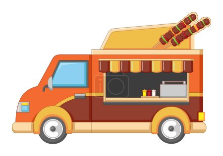 grill beef food truck vehicle - grill beef Stall of illustration