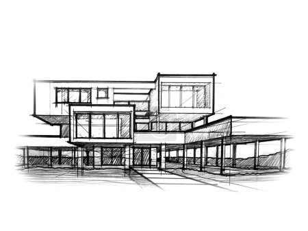 Photo for Architectural sketching. Handmade sketch. Graphic drawings, sketches. - Royalty Free Image
