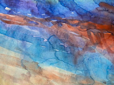 Abstract watercolor on paper texture can use as background. Texture of watercolor painting blue, red, violet colors.