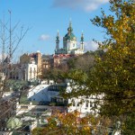 Downtown of Kyiv, Ukraine in sunny day. Views of historic architecture and landscape, nature of Kyiv, autumn.