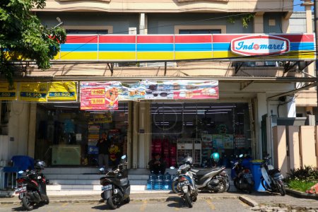Photo for Wonosobo, Indonesia - April 5 2023: a mini market brand that provides daily necessities of life. PT Indomarco Prismatama or Indomaret is a chain of retail convenience stores. - Royalty Free Image