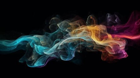 Téléchargez les photos : Fantaisie fumée colorée sur fond noir - en image libre de droit
