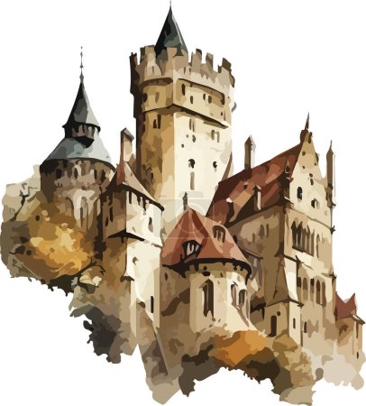 Farbige Burg Vektor, Druck, Illustration