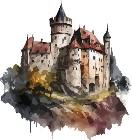 Téléchargez les illustrations : Château coloré vecteur, impression, illustration - en licence libre de droit