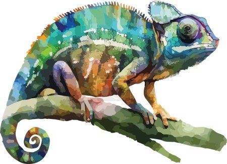 Illustration for Colored Chameleon Vector, Print, Illustration - Royalty Free Image