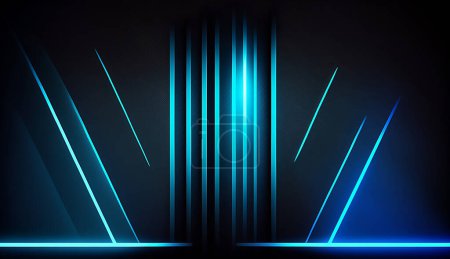 Abstract blue neon lines background 