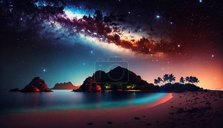 eautiful nebula galaxy view night landscape mountains