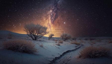 Foto de Eautiful nebulosa galaxia vista noche paisaje montañas - Imagen libre de derechos