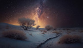 eautiful nebula galaxy view night landscape mountains Longsleeve T-shirt #652919770