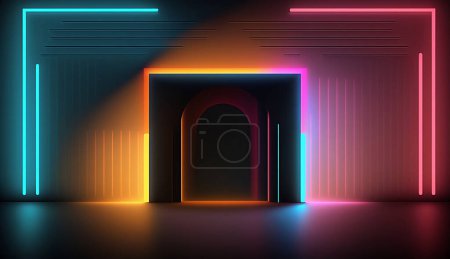 Téléchargez les photos : Rétro néon lumière cadre arrière-plan - en image libre de droit